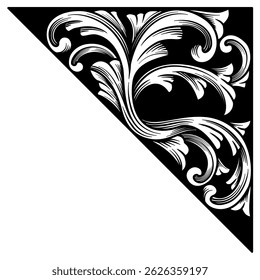Classic Scroll Corner vector illustration. Baroque swirl curl border frame.
