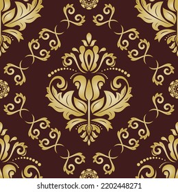 Classic seamless brown and golden vector pattern. Damask orient ornament. Classic vintage background. Orient pattern for fabric, wallpapers and packaging