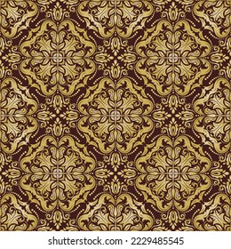 Classic seamless brown and golden vector pattern. Damask orient ornament. Classic vintage background. Orient pattern for fabric, wallpapers and packaging