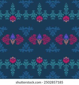 Classic seamless damask border.
Horizontal Vector Illustration Pattern for Elegant Textile
design