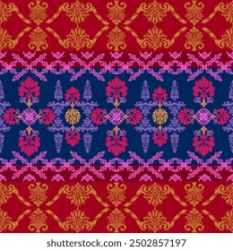 Classic seamless damask border.
Horizontal Vector Illustration Pattern for Elegant Textile
design