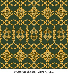 Classic seamless damask border pattern with ornament Vector Illustration  for Elegant Textile design