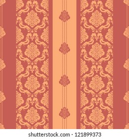 Classic seamless floral damask striped wallpaper