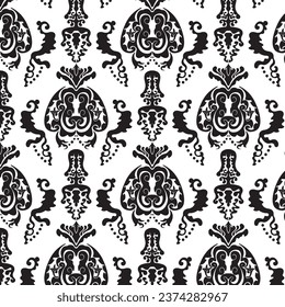 Classic Seamless floral Vector Black and white Pattern