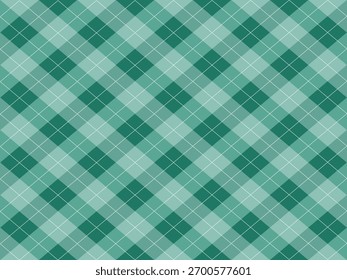 Classic seamless green argyle pattern with diagonal diamond shapes, ideal for textiles, wrapping paper, and backgrounds.