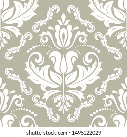 Classic seamless light vector pattern. Damask orient white ornament. Classic vintage background. Orient ornament for fabric, wallpaper and packaging