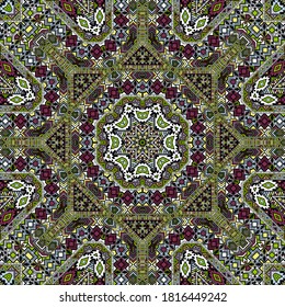 Klassisches nahtloses Ornament einfacher Geometrieformen Struktur. Ethnische orientalische Gestaltung. Verpackungsdruck. Kleine Elemente Textur. Vektorgrafik-Collage-Muster.