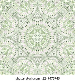 Classic seamless ornament of simple geometry shapes structure. Ethnic ancient motif. Canvas print. Small elements background. Vector patchwork pattern.