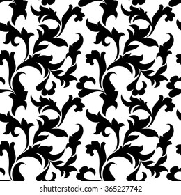 Classic seamless pattern. Tracery of leaves  on a white background. Vintage style