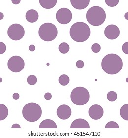 Classic seamless polka dot pattern with white background. Vector repeating texture.