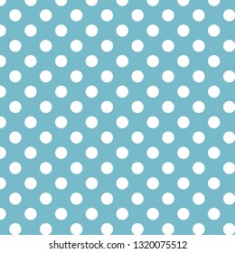 Classic Seamless Polka dots blue background. Classic pattern with dots.