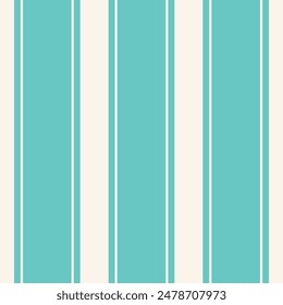 Classic seamless striped seamless vector pattern background. Aqua cyan blue vertical thick and thin stripes. Regency stripes. Simple geometric design for summer, ocean, coastal. All over repeat.