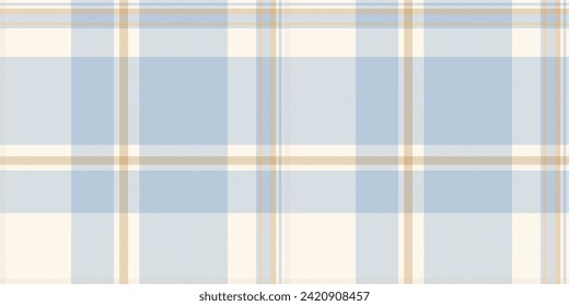 Classic seamless tartan check, fashioned plaid vector background. Luxury pattern texture textile fabric in light and sea shell color.