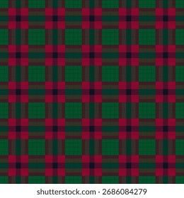 classic, seamless tartan vector pattern featuring rich forest green, deep crimson, and navy blue. This traditional Scottish plaid is perfect for Christmas, holidays, and elegant winter backgrounds.