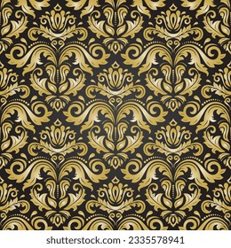 Classic seamless vector black and golden pattern. Damask orient ornament. Classic vintage background. Orient pattern for fabric, wallpapers and packaging