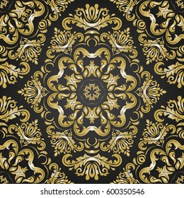 Classic seamless vector black and golden pattern. Traditional orient ornament. Classic vintage background