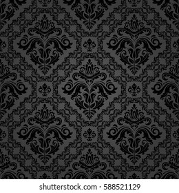 Classic seamless vector dark pattern. Traditional orient ornament. Classic vintage background