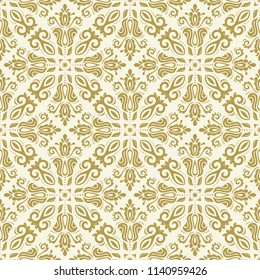 Classic seamless vector golden pattern. Damask orient ornament. Classic vintage background. Orient ornament for fabric, wallpaper and packaging