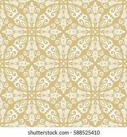 Classic seamless vector golden and white pattern. Traditional orient ornament. Classic vintage background