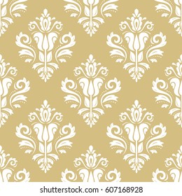 Classic seamless vector golden and white pattern. Traditional orient ornament. Classic vintage background