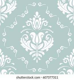 Classic seamless vector light blue and white pattern. Traditional orient ornament. Classic vintage background