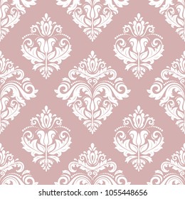 Classic seamless vector pattern. Damask orient ornament. Classic vintage purple and white background