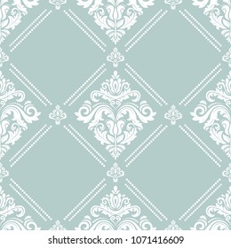 Classic seamless vector pattern. Damask orient light blu and white ornament. Classic vintage background. Orient ornament for fabric, wallpaper and packaging