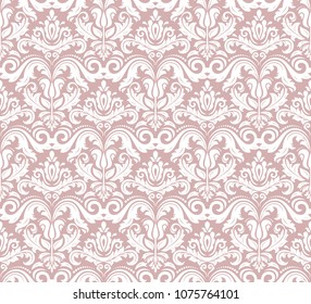 Classic seamless vector pattern. Damask orient ornament. Classic vintage background. Orient purple and white ornament for fabric, wallpaper and packaging