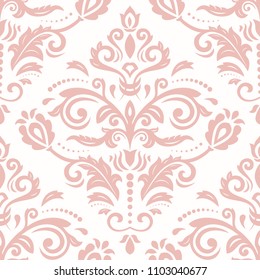 Classic seamless vector pattern. Damask orient ornament. Classic vintage pink background. Orient ornament for fabric, wallpaper and packaging