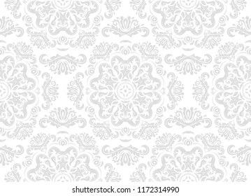Classic seamless vector pattern. Damask orient light silver ornament. Classic vintage background. Orient ornament for fabric, wallpaper and packaging