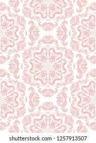 Classic seamless vector pattern. Damask orient ornament. Classic vintage pink background. Orient ornament for fabric, wallpaper and packaging