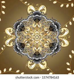 Classic seamless vector pattern. Damask orient ornament. Fantasy nice illustration. Classic vintage background. Orient beige and brown ornament for fabric, wallpaper and packaging.