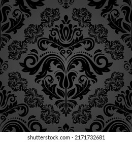 Classic seamless vector pattern. Damask orient dark ornament. Classic vintage dark background. Orient pattern for fabric, wallpapers and packaging