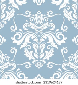 Motif vectoriel classique harmonieux. Bon sang, un ornement original. Arrière-plan bleu et blanc vintage classique. Motif d'orientation pour le tissu, les papiers peints et l'emballage