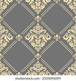 Motif vectoriel classique harmonieux. Bon sang, un ornement original. Arrière-plan gris classique et vintage doré. Motif d'orientation pour le tissu, les papiers peints et l'emballage