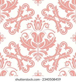 Motif vectoriel classique harmonieux. Bon sang, un ornement original. Arrière-plan rose classique vintage. Motif d'orientation pour le tissu, les papiers peints et l'emballage