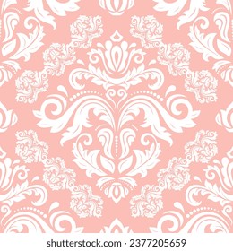 Classic seamless vector pattern. Damask orient ornament. Classic vintage pink and white background. Orient pattern for fabric, wallpapers and packaging