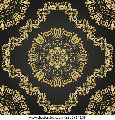 Classic seamless vector pattern. Damask orient black and golden ornament. Classic vintage background. Orient pattern for fabric, wallpapers and packaging Stock photo © 