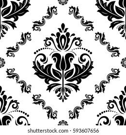 Classic seamless vector pattern. Traditional orient blackand white ornament. Classic vintage background