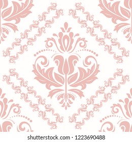 Classic seamless vector pink pattern. Damask orient ornament. Classic vintage background. Orient ornament for fabric, wallpaper and packaging