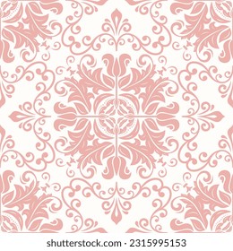 Classic seamless vector pink pattern. Damask orient ornament. Classic vintage background. Orient pattern for fabric, wallpapers and packaging