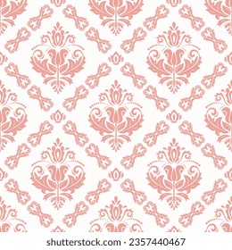 Classic seamless vector pink pattern. Damask orient ornament. Classic vintage background. Orient pattern for fabric, wallpapers and packaging