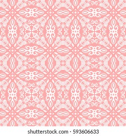 Classic seamless vector pink and white pattern. Traditional orient ornament. Classic vintage background