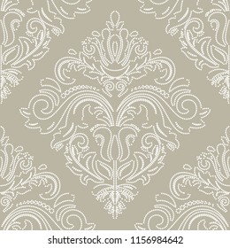 Classic seamless vector white dotted pattern. Damask orient ornament. Classic vintage background. Orient ornament for fabric, wallpaper and packaging