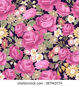Classic seamless vintage pattern . Flower vector background