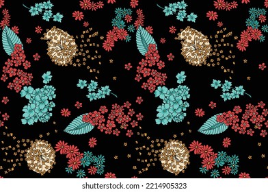 Classic Seamless Wallpaper Vintage Floral Pattern On a Black Background