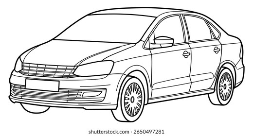klassisches Limousine. Verschiedene fünf Ansichtsaufnahmen - vorne, hinten, seitlich und 3d. Umriss voll handgezeichnete Doodle Vektorgrafik