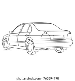 Classic sedan car. Vector doodle illustration