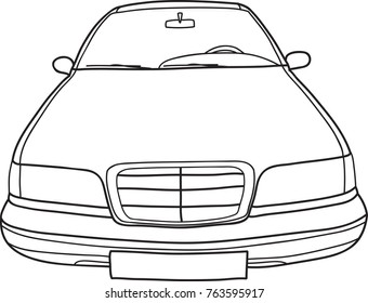 Classic sedan car. Vector doodle illustration