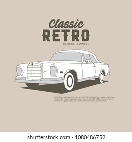 Classic sedan.Isolated putline drawing vector illustration in duotone